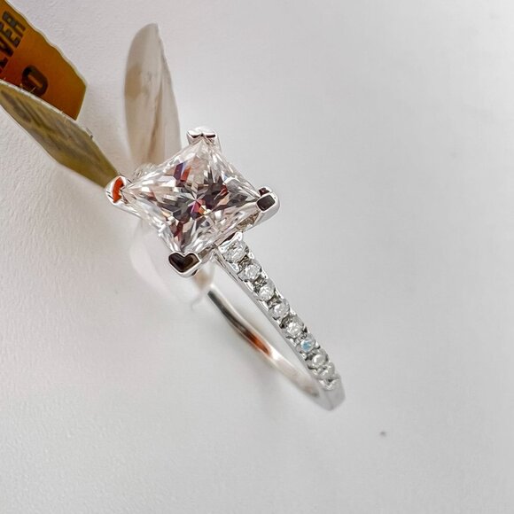 925 Sterling Sliver Moissanite Wedding/Engagement Ring, 1.0ctw VVS Stones Hip Ho - Picture 6 of 6